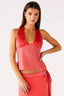 Coral Satin Halter Top