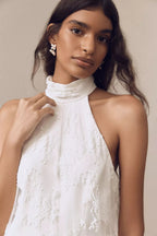 White Lace Halter Maxi Dress