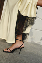 Cream Lace Trim Maxi Dress