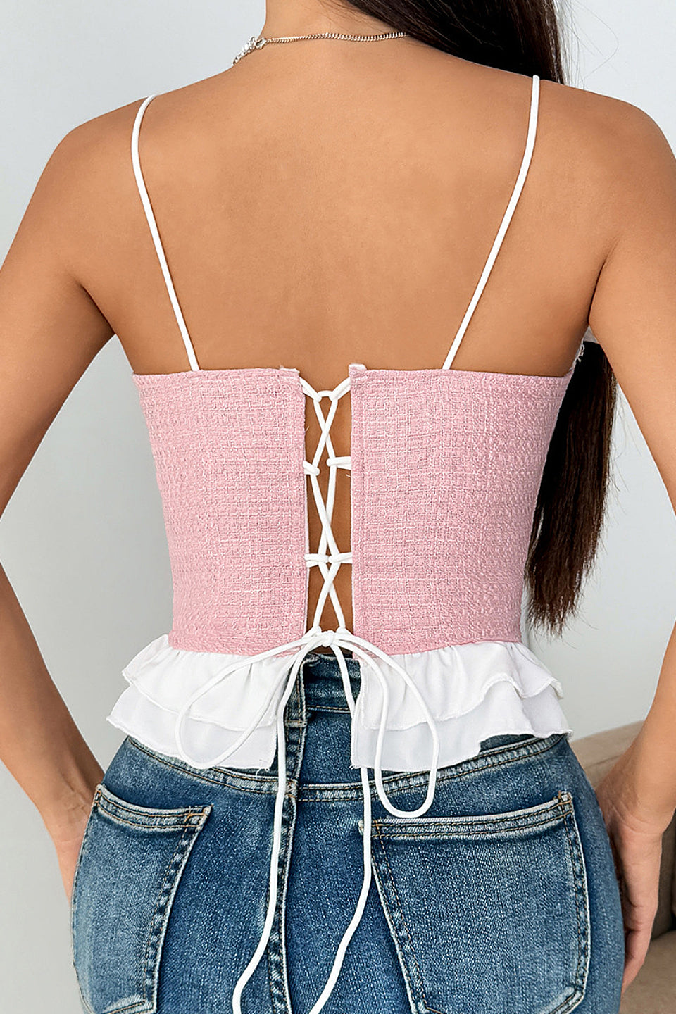 Pink Tweed Corset Top