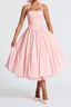 Baby Pink Halter Corset Midi Dress