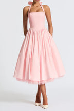 Baby Pink Halter Corset Midi Dress