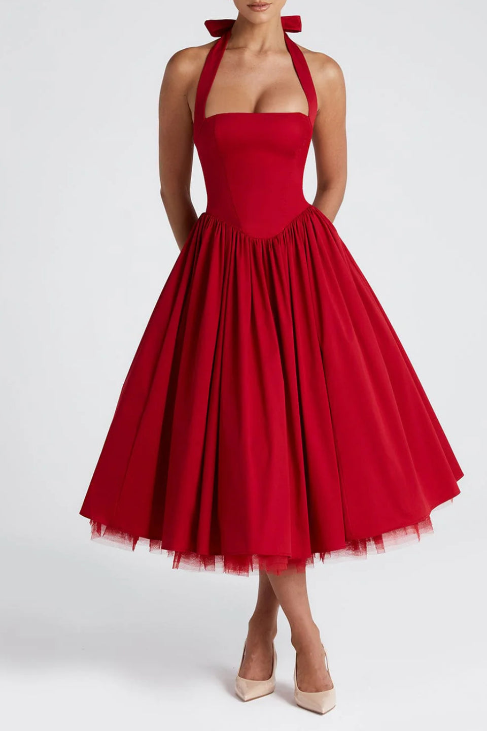 Scarlet Halter Corset Midi Dress