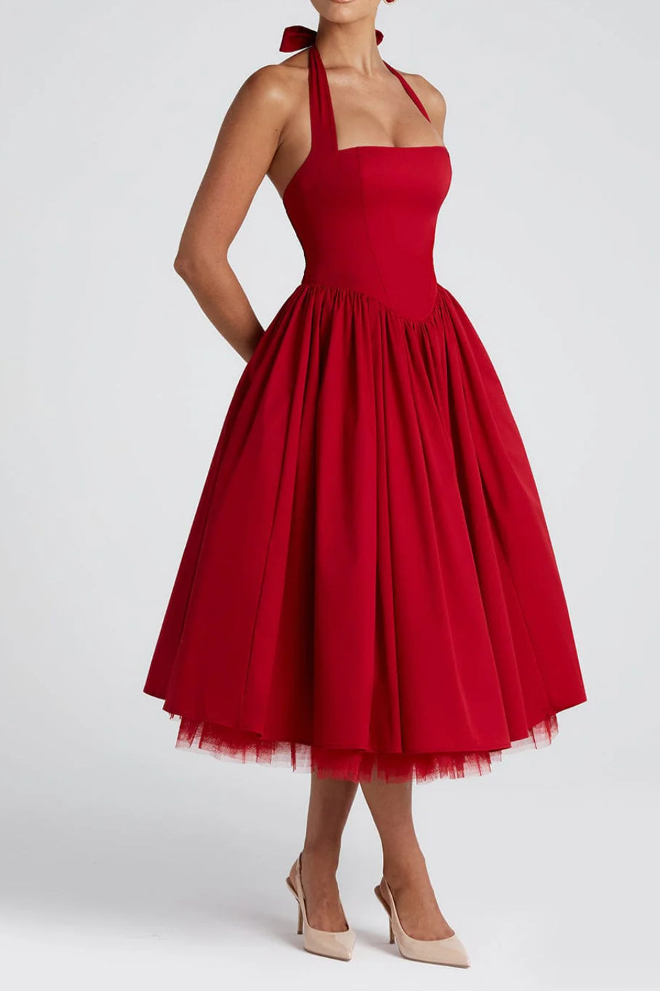 Scarlet Halter Corset Midi Dress