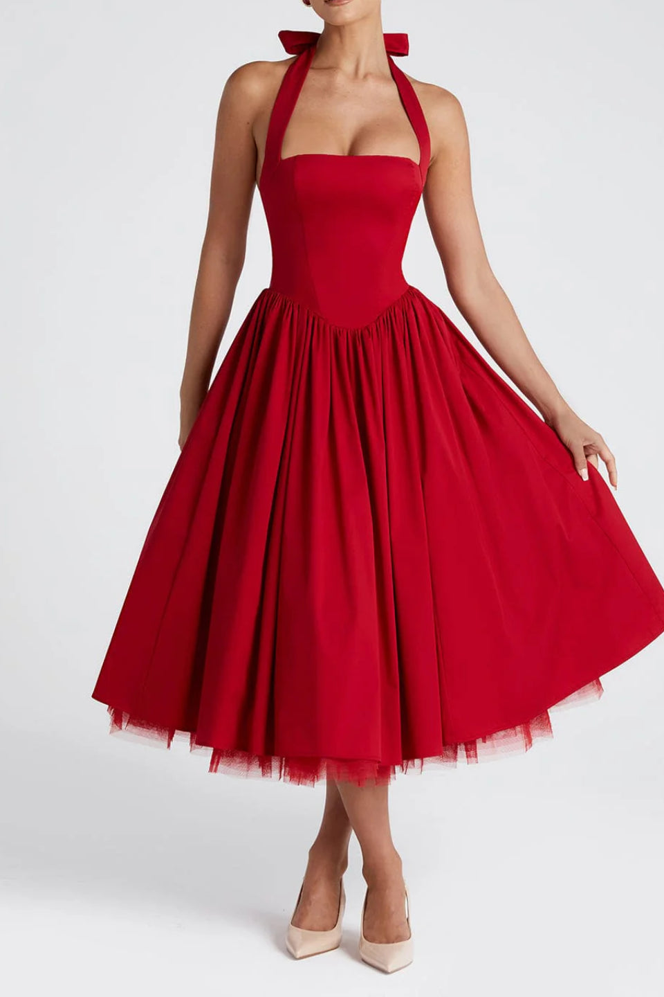 Scarlet Halter Corset Midi Dress
