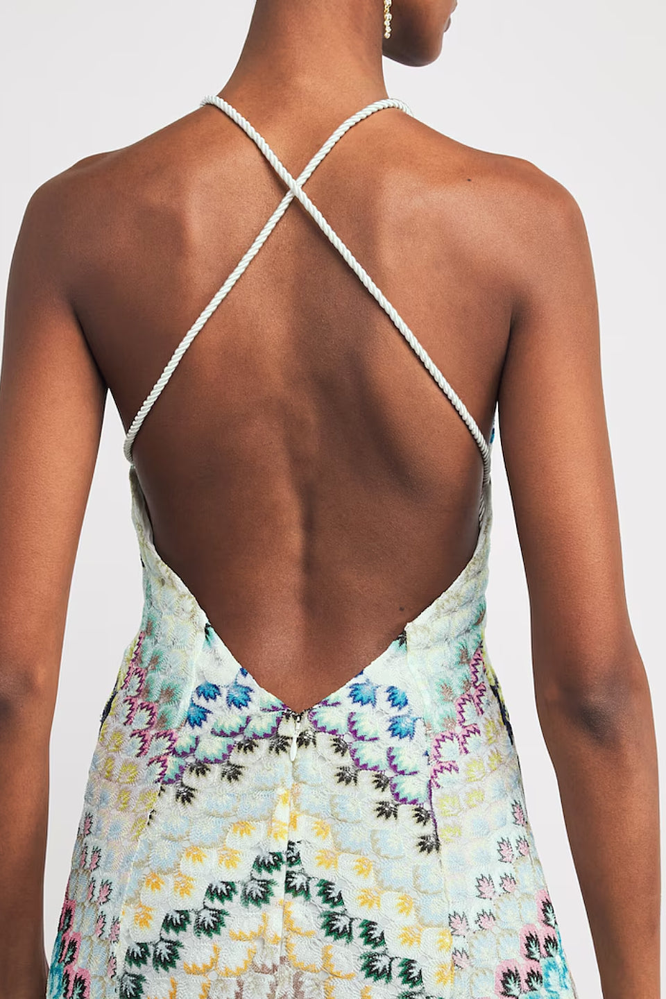 Blue-Green Crochet Halter Maxi Dress