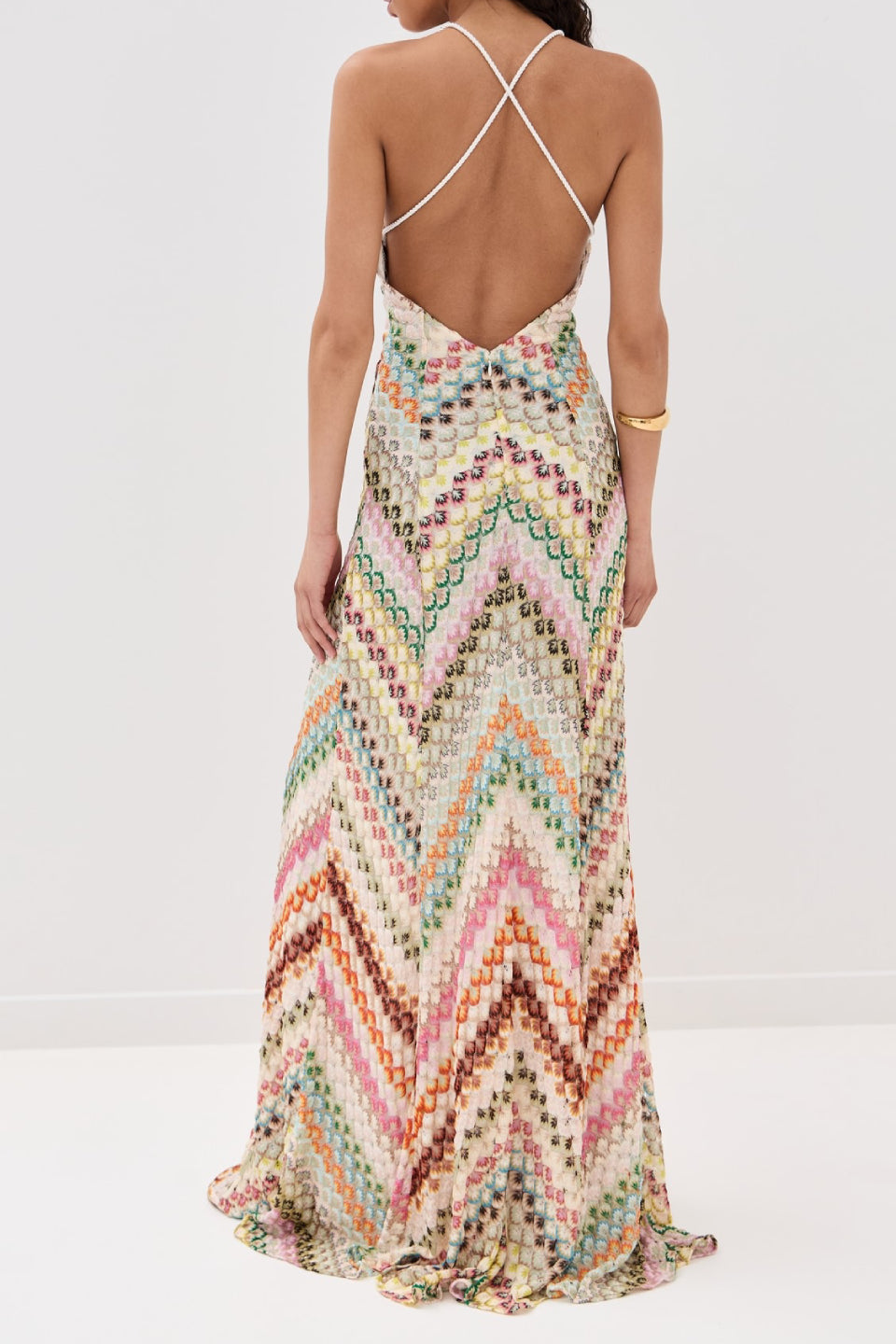 Colorful Crochet Halter Maxi Dress