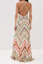 Colorful Crochet Halter Maxi Dress