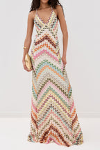 Colorful Crochet Halter Maxi Dress