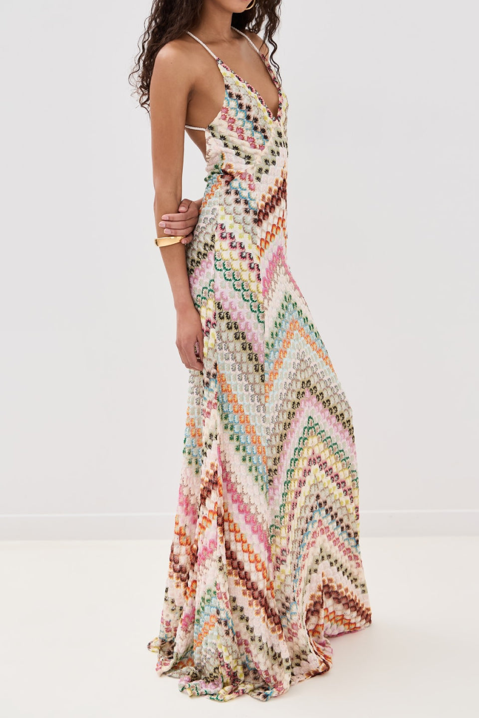 Colorful Crochet Halter Maxi Dress