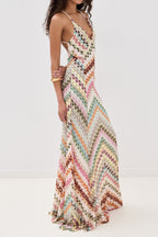 Colorful Crochet Halter Maxi Dress
