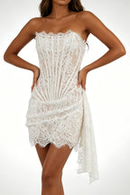 White Lace Corset Mini Dress