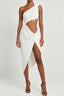 White Sequin One Shoulder Midi Dress