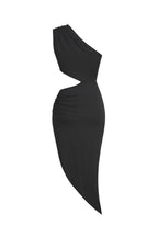 Black One Shoulder Midi Dress