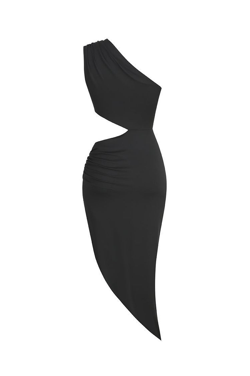 Black One Shoulder Midi Dress