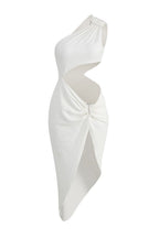 White Sequin One Shoulder Midi Dress