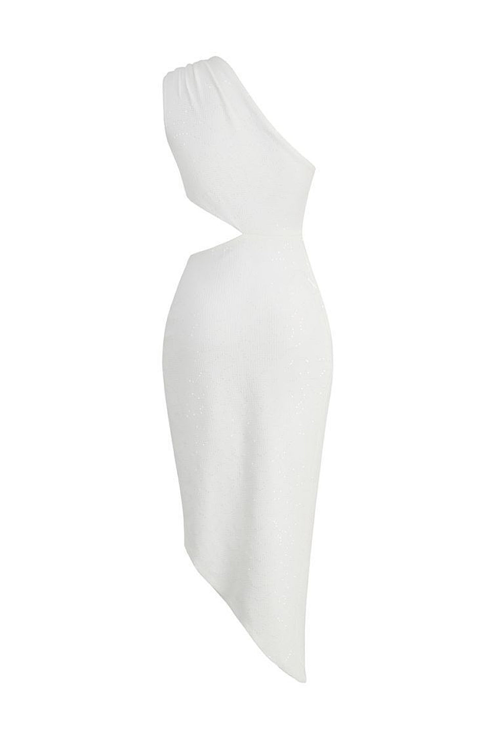 White Sequin One Shoulder Midi Dress