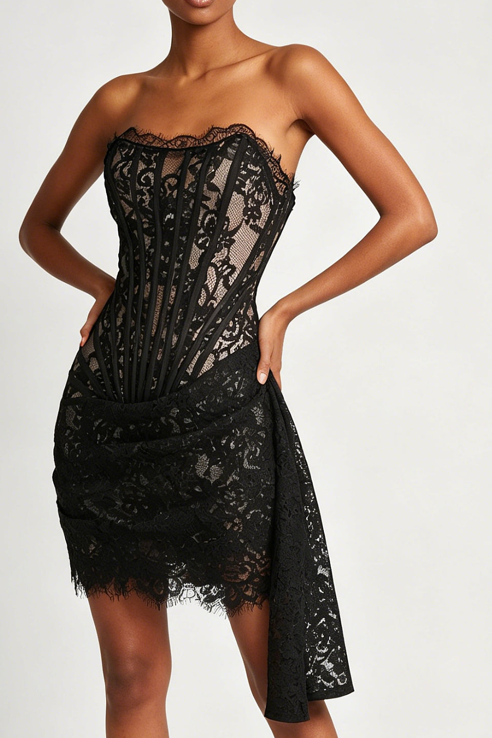 Noir Lace Corset Mini Dress