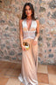 Champagne Satin Halter Maxi Dress