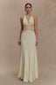 Yellow Satin Halter Maxi Dress