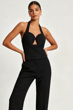 Black Halter Corset Top