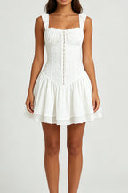 White Ruffle Corset Mini Dress