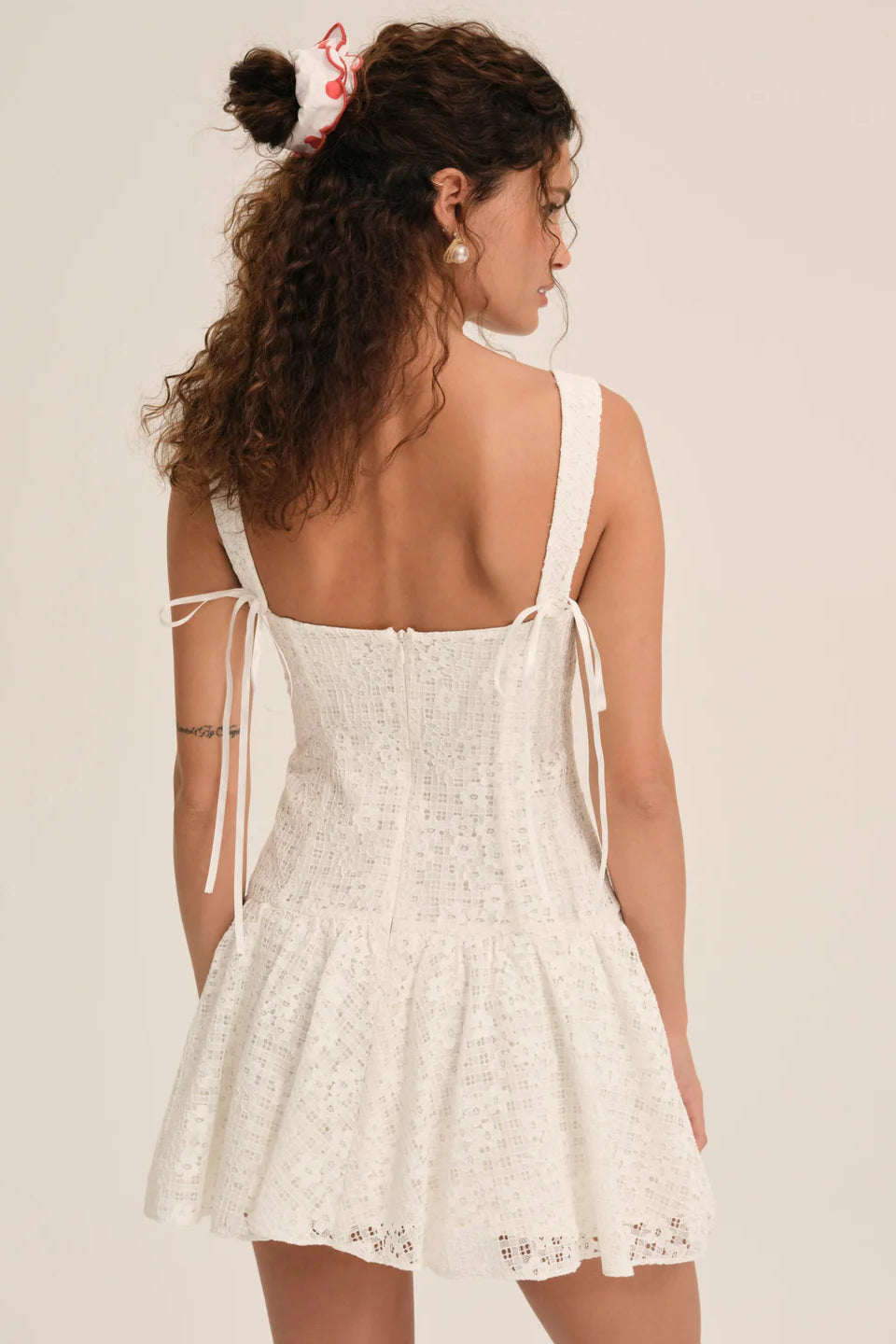 White Lace Bustier Mini Dress