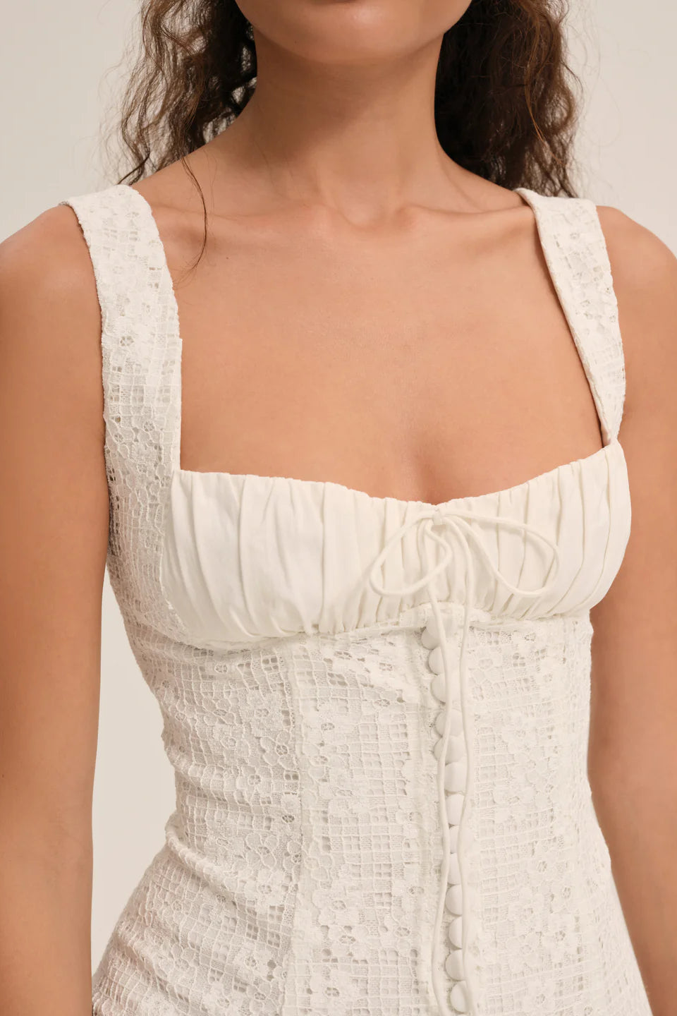 White Lace Bustier Mini Dress