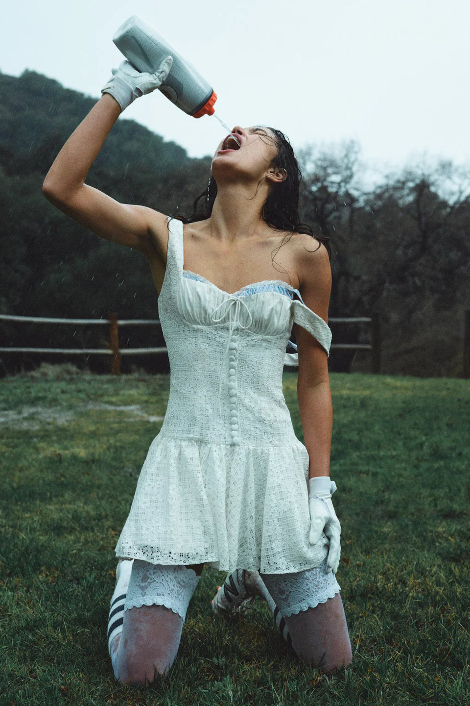 White Lace Bustier Mini Dress