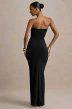 Noir Strapless Ruched Maxi Dress