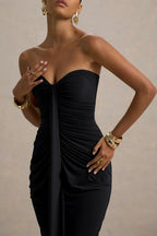 Noir Strapless Ruched Maxi Dress