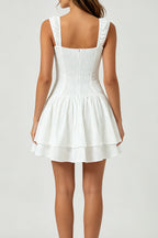 White Ruffle Corset Mini Dress