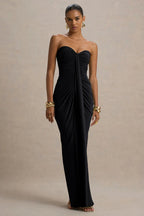Noir Strapless Ruched Maxi Dress