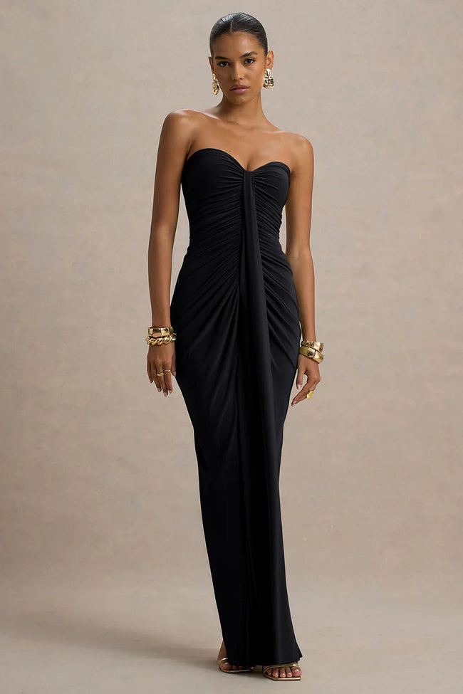 Noir Strapless Ruched Maxi Dress Main Image