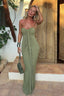 Olive Green Strapless Ruched Maxi Dress