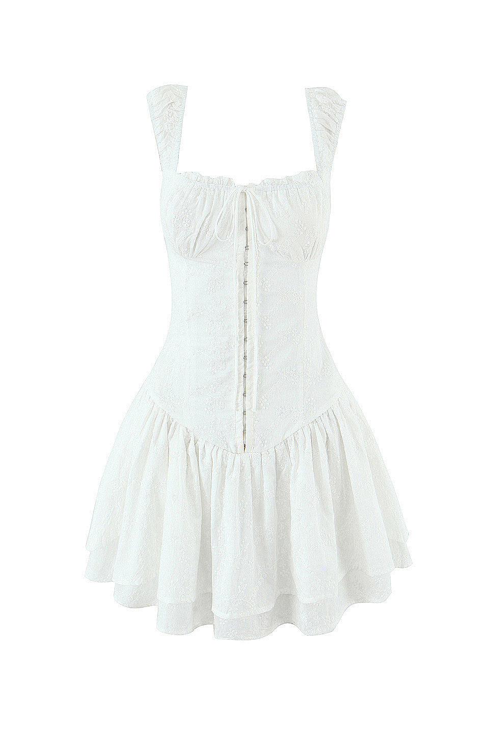 White Ruffle Corset Mini Dress