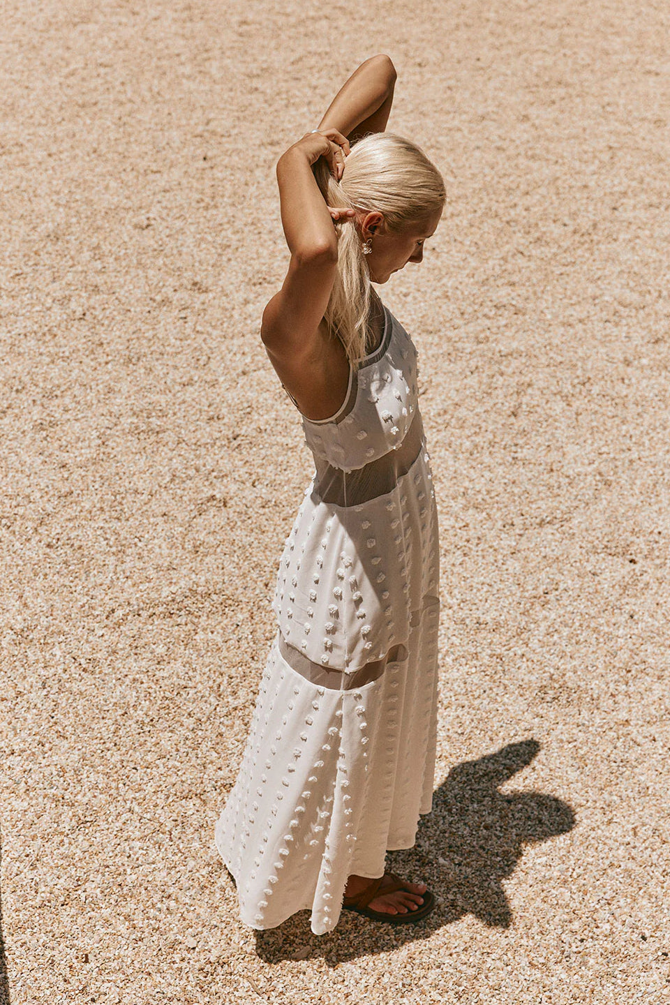 White Floral Mesh Maxi Dress