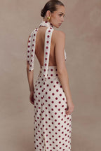 Polka Dot Halter Maxi Dress