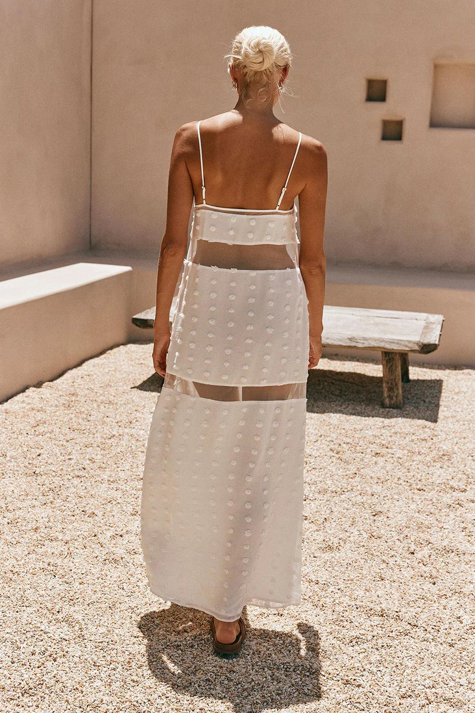 White Floral Mesh Maxi Dress