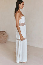 White Floral Mesh Maxi Dress