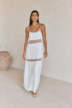 White Floral Mesh Maxi Dress