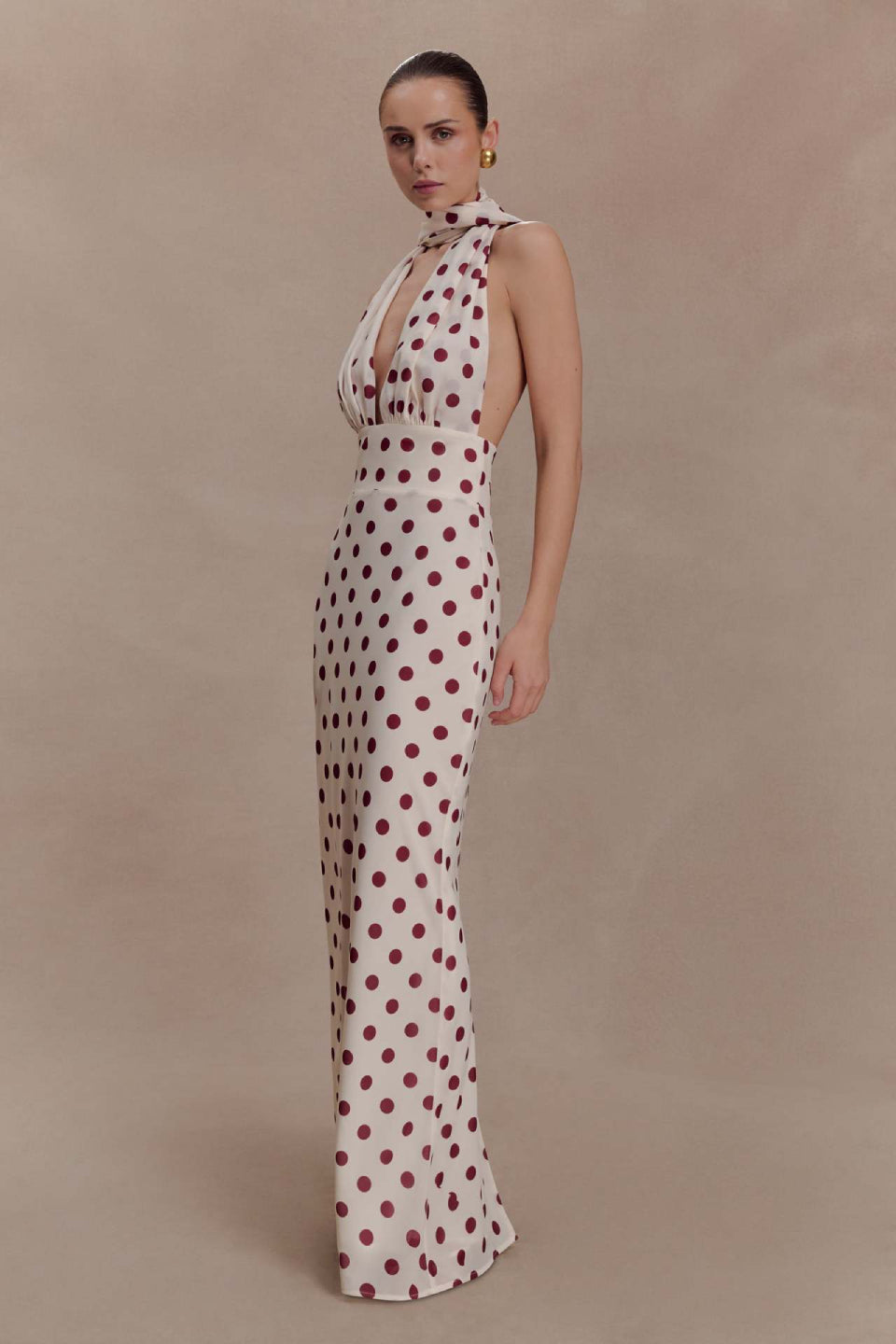 Polka Dot Halter Maxi Dress