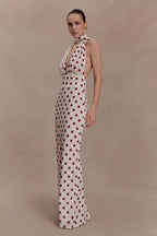 Polka Dot Halter Maxi Dress