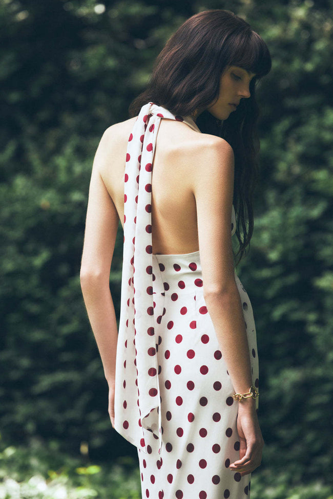 Polka Dot Halter Maxi Dress Main Image