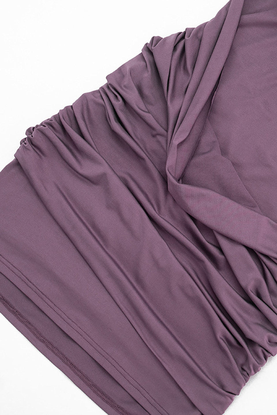 Plum Brown Asymmetric Ruched Mini Dress