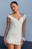 Cream Lace Ruffle Mini Dress