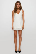 Cream Lace Ruffle Mini Dress