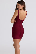 Burgundy Bandage Mini Dress