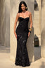 Noir 3D Floral Fishtail Gown