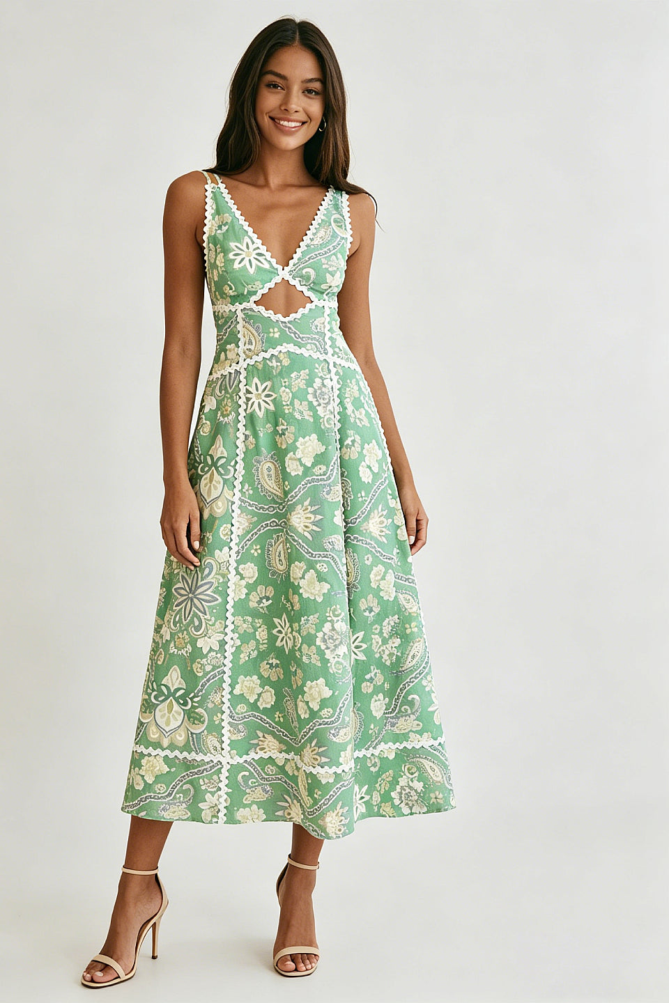 Paisley Linen Midi Dress